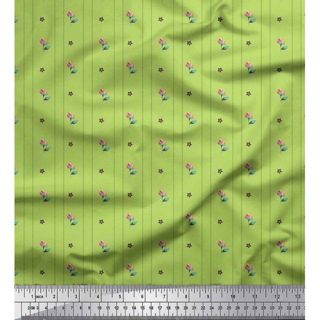 Soimoi Polyester Crepe Fabric Star & Owl Bird Print Fabric by Yard 42 Inch Wide