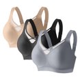 thumbnail image 2 of Kyusrd Plus Size Cut-Off Seamless Bra For Women'S 3Pcs Supportive Full Coverage Wireless Bralette Bra Adjustable Shoulder Straps Bra Soild Color Everyday Athletic Sport Bra, 2 of 9