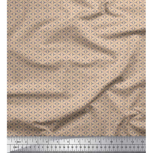 Soimoi Modal Satin Fabric Geometric Small Print Sewing Fabric Yard 42 Inch Wide