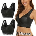 thumbnail image 3 of 2-Pack Women's Lace Bra Plus Size - Wire-Free, 3/4 Cup, Fixed Straps, Comfortable Nylon Spandex Blend, 3 of 8