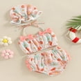 thumbnail image 2 of Baby Girls Three Piece Swimsuits  Floral Print Halter Bikini Set Bathing Suit with Swim Cap, 2 of 7