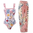 thumbnail image 1 of EGNMCR Bikini Set Women's Halter Split Three-piece Printed Swimsuit, 1 of 7