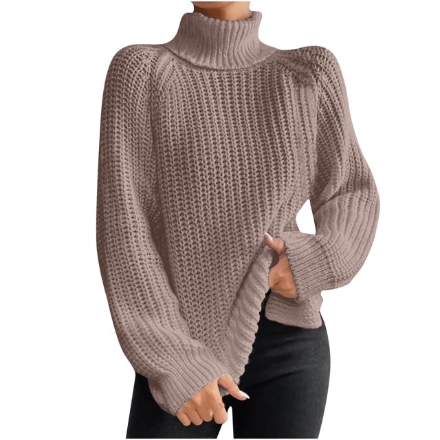 Yuyuzo Womens Winter Fall Sweater Solid Color Turtleneck Cable Knit Long Sleeve Sweaters Pullover Tops