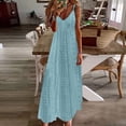 thumbnail image 2 of AherBiu Robe Maxi pour Femmes à Oeillets, Col en V, Bretelles Spaghetti, Robe d'Été Bohème pour la Plage et les Vacances, Longue, 2 of 6