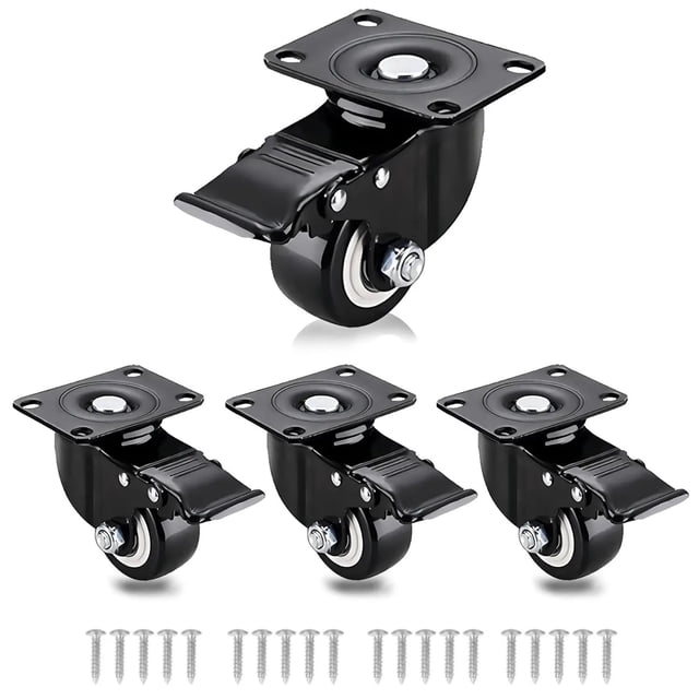 4 Pcs Roulettes Robustes Roues en Caoutchouc Rouleaux pour Meubles Roue Roulettes Roulettes 360° Roulettes Industrielles avec Frein Bureau, Matériau Supérieur