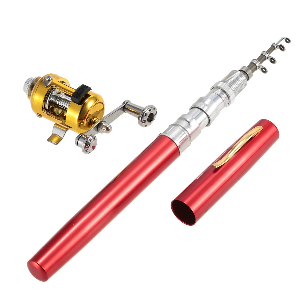 Amdohai Fishing Rod Reel Combo Kit Set Mini Telescopic Portable Pocket Pen Fishing Rod Pole + Reel Aluminum Alloy Fishing Accessories