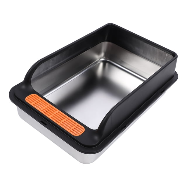 Stainless Steel Cat Litter Box, Enclosed Litter Box with Shovel and Litter Filter Pedal, High Sided Wall Litter Box, Anti Leakage Cat Litter Pan Tray, Easy To Clean