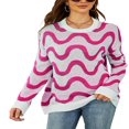 thumbnail image 1 of Pullovers Jacquard Contrasté pour Femmes en Tricot Ample, 1 of 5