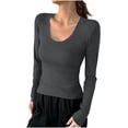 thumbnail image 1 of Lmnyox T-Shirt à Col Rond pour Femmes Manches Longues Décontracté Mode Basique Automne Hiver, 1 of 4