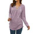 thumbnail image 1 of Women‘s Solid Color Long Sleeve Printed Top Pink M, 1 of 4