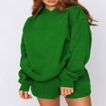 thumbnail image 2 of Casual Solid Color Hooded Sweatshirt and Loose Shorts Set for Women, 2 of 6