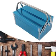 Stainless Steel Tool Box, 2 Layer 3 Tray Tool Storage Box with Handle, Folding Tool Storage Box, Hand Carry Tool Cases for Garage Trunk Household