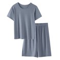 thumbnail image 1 of LOVZFMLL 2 Piece Pajamas Set for Men Short Sleeve T-Shirt Tops Basic Tees Ultra Soft Sleepwear Shorts Longe Short Sets, 1 of 4
