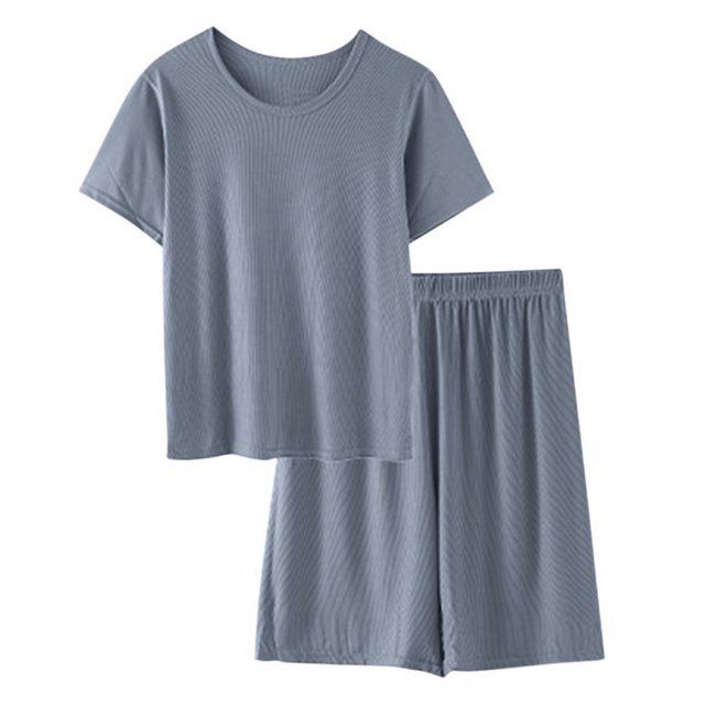 LOVZFMLL 2 Piece Pajamas Set for Men Short Sleeve T-Shirt Tops Basic Tees Ultra Soft Sleepwear Shorts Longe Short Sets