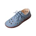 thumbnail image 1 of WRKEKC Womens Sandals Solid Color Stitched Cut Out Design Breathable Round Toe Closed Toe Lace Up Soft Sole Flat Sandals Casual, 1 of 9