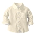 thumbnail image 2 of vdgthytj Toddler Baby Boys Girls Button down Shirts Kids Collared Long Sleeve Uniform Dress Shirt Tops Spring Fall Clothes, 2 of 6