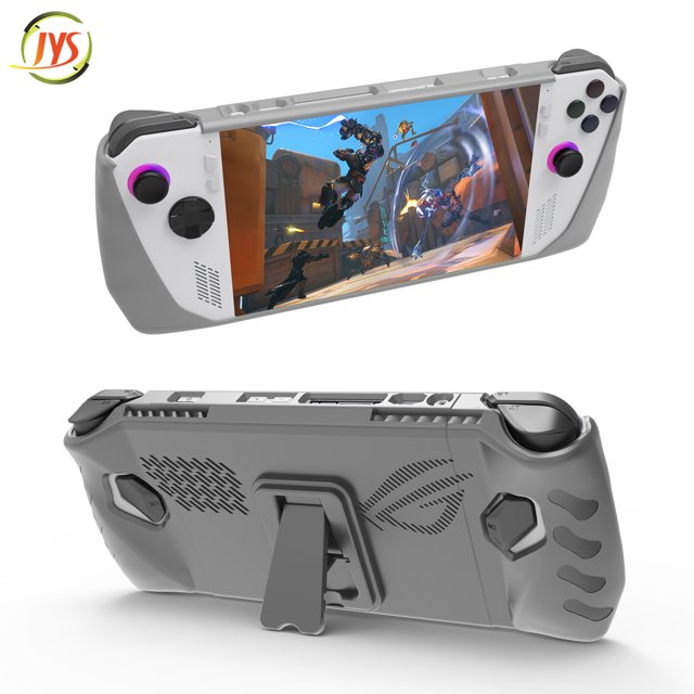 JYS Full-Body TPU Protective Case for Asus ROG Ally Handheld - Built-in Foldable Kickstand, Anti-Slip Grip, Shockproof Drop-Resistant Cover with Precise Port Cutouts
