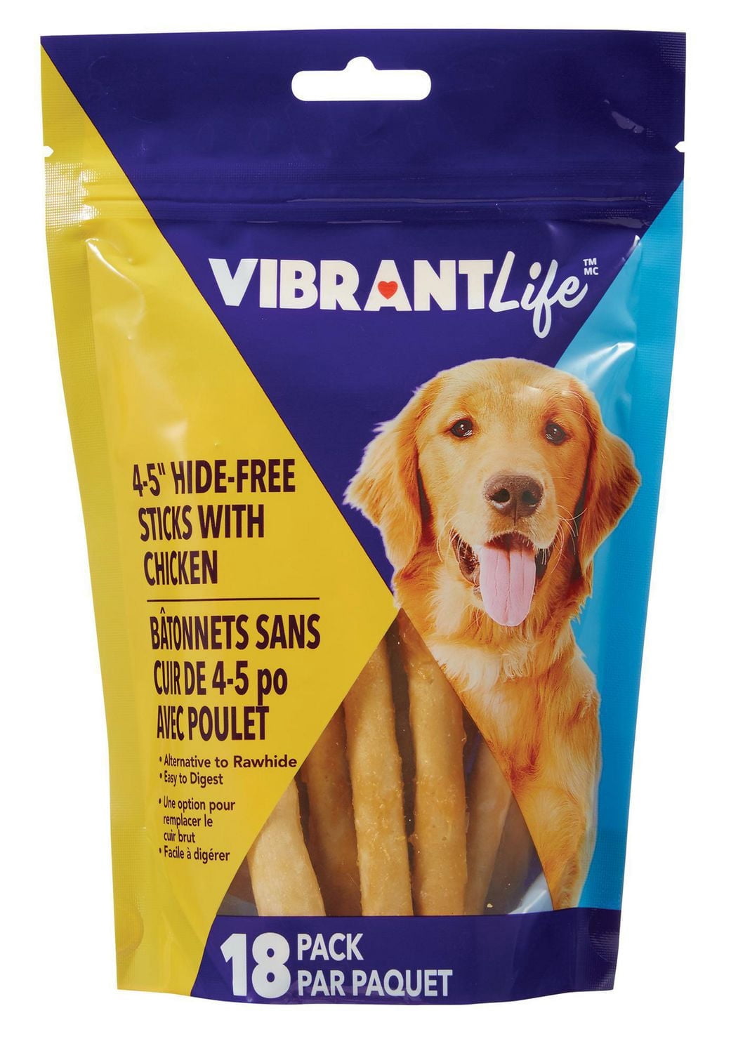 Vibrant Life 4-5" Hide-Free with Chicken Sticks, 18 pack