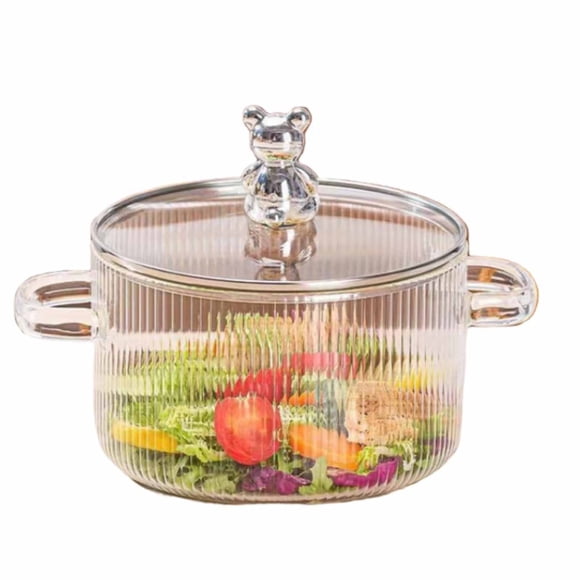 Contenants de Rangement 2 Casseroles Casserole à Mijoter avec Couvercle en Verre 16 L Casserole Chauffante en Borosilicate pour Cuisinière, Convient aux Soupes, aux Repas et à la Cuisine de Tous les Jours