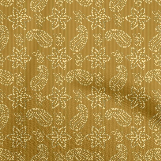 oneOone Rayon Dark Mustard Fabric Floral Craft Projects Decor Fabric Printed By The Yard 56 Inch Wide