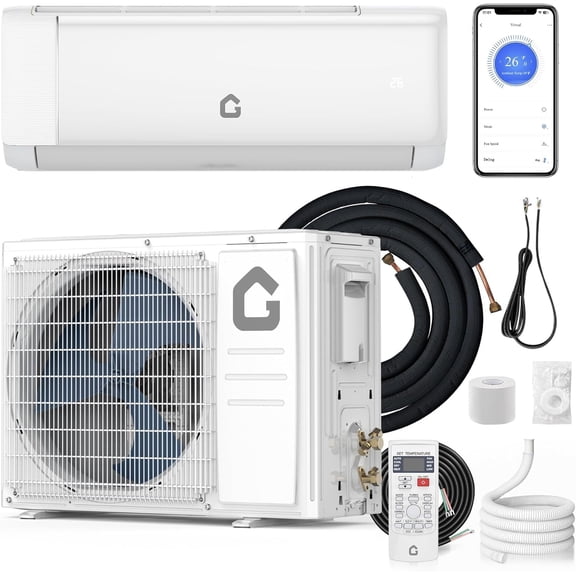 QinaQin Climatiseur et Thermopompe Mini-Split 9000 BTU, Système à Onduleur SEER2 19 avec Wi-Fi