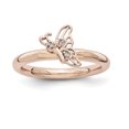 thumbnail image 1 of Argent Sterling Stackable Expressions Papillon Plaqué Rose avec Bague Diamant Taille 9, 1 of 3