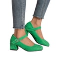 thumbnail image 3 of Kcodviy Ladies Solid Color Leather Platform Heels Closed Toe Buckle Round Toe Thick Size 13 Heels High Heeled Shoes, 3 of 8