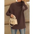 thumbnail image 4 of Women'S Oversized Loose Sweater Autumn Batwing Sleeve Ribbed Tunic Sweater Coffee L, 4 of 9