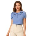 thumbnail image 1 of INSPIRE CHIC Blouse à Manches Bouffantes d'Été pour Femme à Col Peter Pan Bleu G, 1 of 5