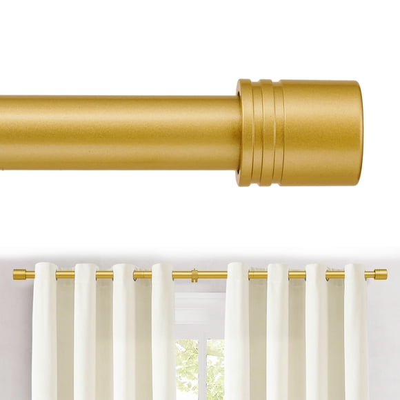 ASULUPHY Gold Curtain Rod, 1 Inch Diameter Heavy Duty Curtain Rods for Window 32-116 in, Extra Long Curtain pole with Thicker Brackets, Curtain Rod for Sliding Doors, Liv