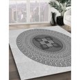 thumbnail image 3 of Ahgly Tapis Rond Lavable en Machine Intérieur Transitionnel Gris Platine, 3 Pieds Rond, 3 of 7