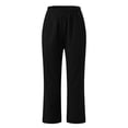 thumbnail image 4 of LSLJS Women Casual Solid Color Pockets Elastic Waist Comfortable Straight Calf-Length Pants, 4 of 7