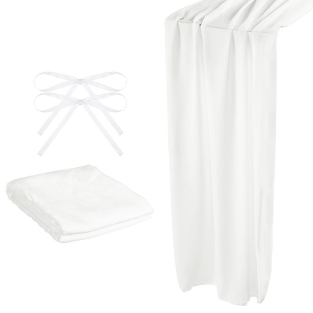 Unique Bargains 10Ft Chiffon Table Runner 28 x 120 Inch Rustic Gauze Tablecloth White