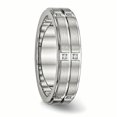 thumbnail image 4 of Stainless Steel Brushed and Polished Grooved/Ridged Edge CZ Ring 10.5 Size, 4 of 6