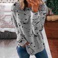 thumbnail image 2 of IROINID Liquidation Hauts pour Femmes Grande Taille Imprimé Manches Longues Confortable Respirant T-Shirt à Col Rond Hauts, Gris, 2 of 8