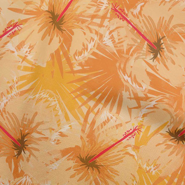 oneOone Rayon Orange Fabric Tropical Abstract Leaf Craft Projects Decor Fabric Printed By The Yard 56 Inch Wide