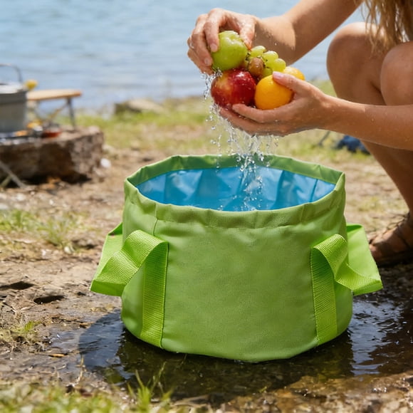 Skimsklo Collapsible Bucket Portable Wash Basin Foldable Silicone Sink for Camping Travel Outdoor Hiking Laundry Dishwashing - Space Saving Kitchen Sink Bucket for Picnic Rv Beach, Vegetable Rinser,