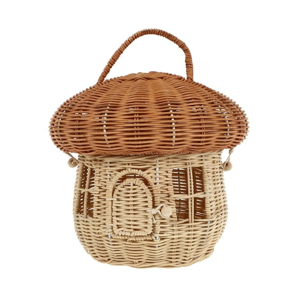 EIGTHTAIL1pc Panier de Rangement en Rotin Tressé à la Main en Forme de Champignon, Joli Ornement de Bureau