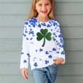 thumbnail image 1 of LWFFDAW T-Shirts pour Filles Enfants Fête de la Saint-Patrick Manches Longues Col Rond Chandail Tops Paillettes Trèfle Graphiques Quatre Feuilles T-Shirts Irlandais Chanceux Taille 3 Ans Bleu, 1 of 4