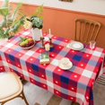 thumbnail image 3 of 4th of July Tablecloth Red Blue Checkered 60" X 102" Rectangle Table Cloth - Oblong Polyester Patriotic Gingham Plaid Star Table Cover Reusable Water Resistant Independence Day Table Décor, 3 of 6