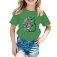 thumbnail image 1 of PMVFHDE Hauts pour Filles T-Shirts pour Filles T-Shirts Graphiques T-Shirts pour Fille Hauts d'Été Tendance pour Filles Hauts d'Été pour Fille T-Shirt Graphique Mignon pour Fille Col Rond Manches Courtes T-Shirt d'Été Vert, 7-8 Ans, 1 of 5