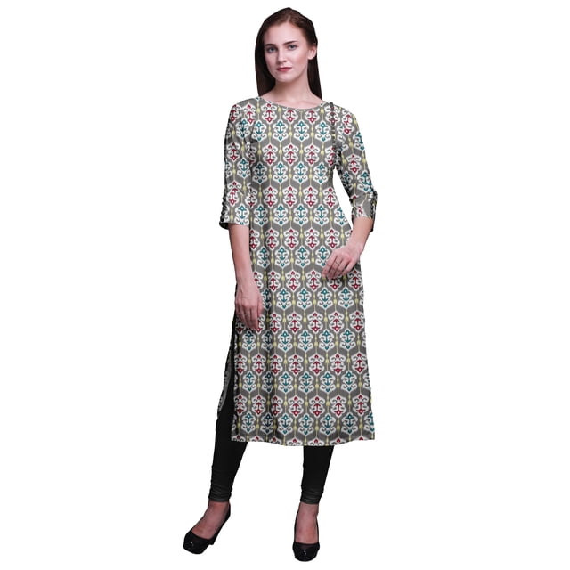 Bimba Kurtis Droits Imprimés pour Femmes Kurta à Manches 3/4 Tunique d'Été Robe