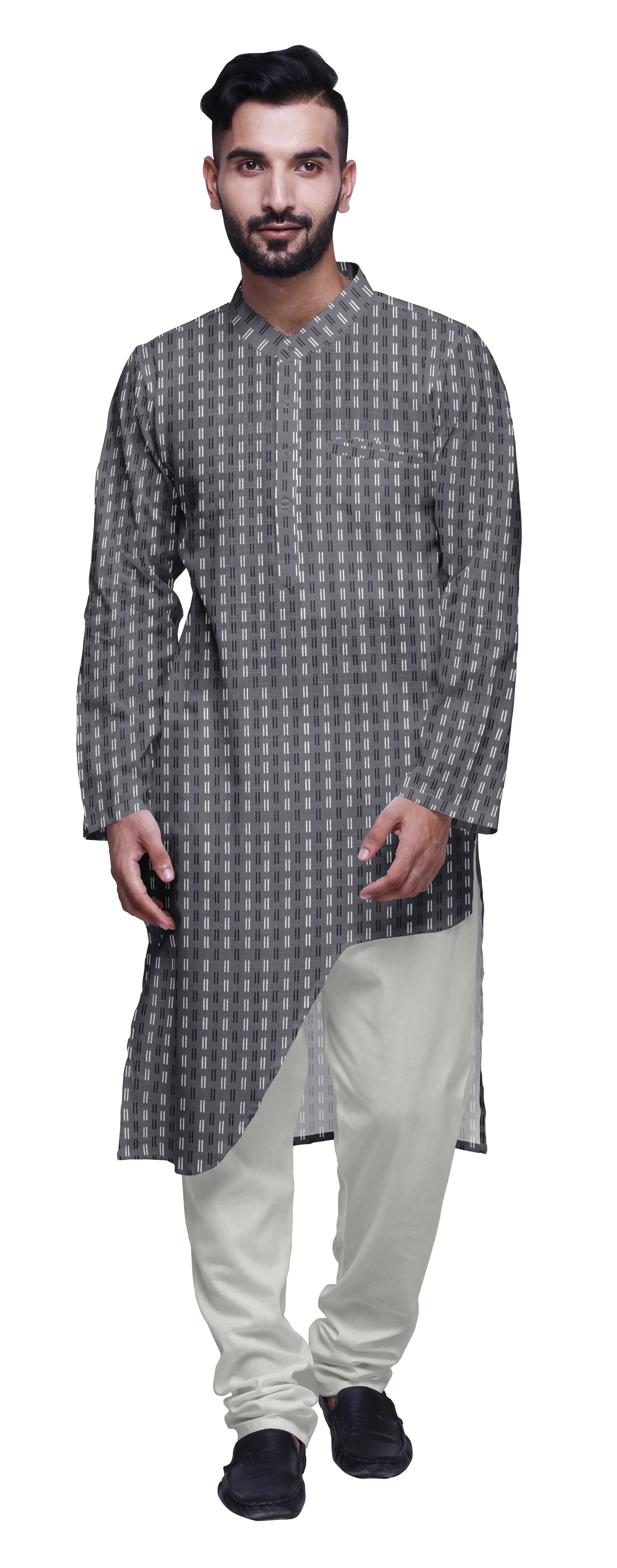 Atasi Ensemble Kurta Pyjama Ethnique Imprimé Tenue de Fête d'Été Kurta Pyjama pour Hommes