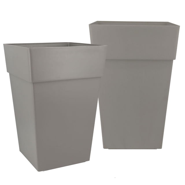 Jardinière Ollie de la collection Plus, gris foncé, ensemble de 2