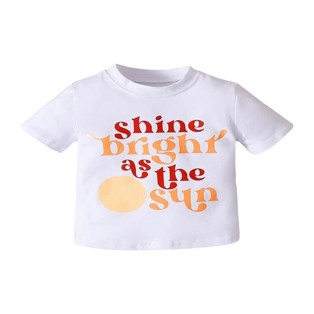 T-Shirts d'Été pour Enfants à Manches Courtes, Hauts à Imprimé de Lettres, Chemise Décontractée