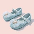 thumbnail image 2 of B91xZ Chaussures de Robe pour Petite Fille Mode Ballerines avec Nœud, Bleu 11.5, 2 of 5