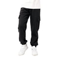 thumbnail image 1 of MIASHUI Girls Sweatpants Unisex Children Cargo Pants Kids Solid Color Trousers,Black,7-8 Years, 1 of 4