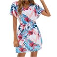 thumbnail image 2 of Fshaion Robe d'Été pour Femmes 2024 Grande Taille Décontractée Ample Robe Imprimée Robe de Plage Col en V Manches Courtes Robes Liquidation à Moins de 10!, 2 of 7