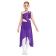 thumbnail image 1 of Moggemol Robe de Danse Ballet Lyrique pour Filles une Épaule Sans Manches Découpe Haute Basse Robe en Maille Fluide Danse Violette 16, 1 of 7