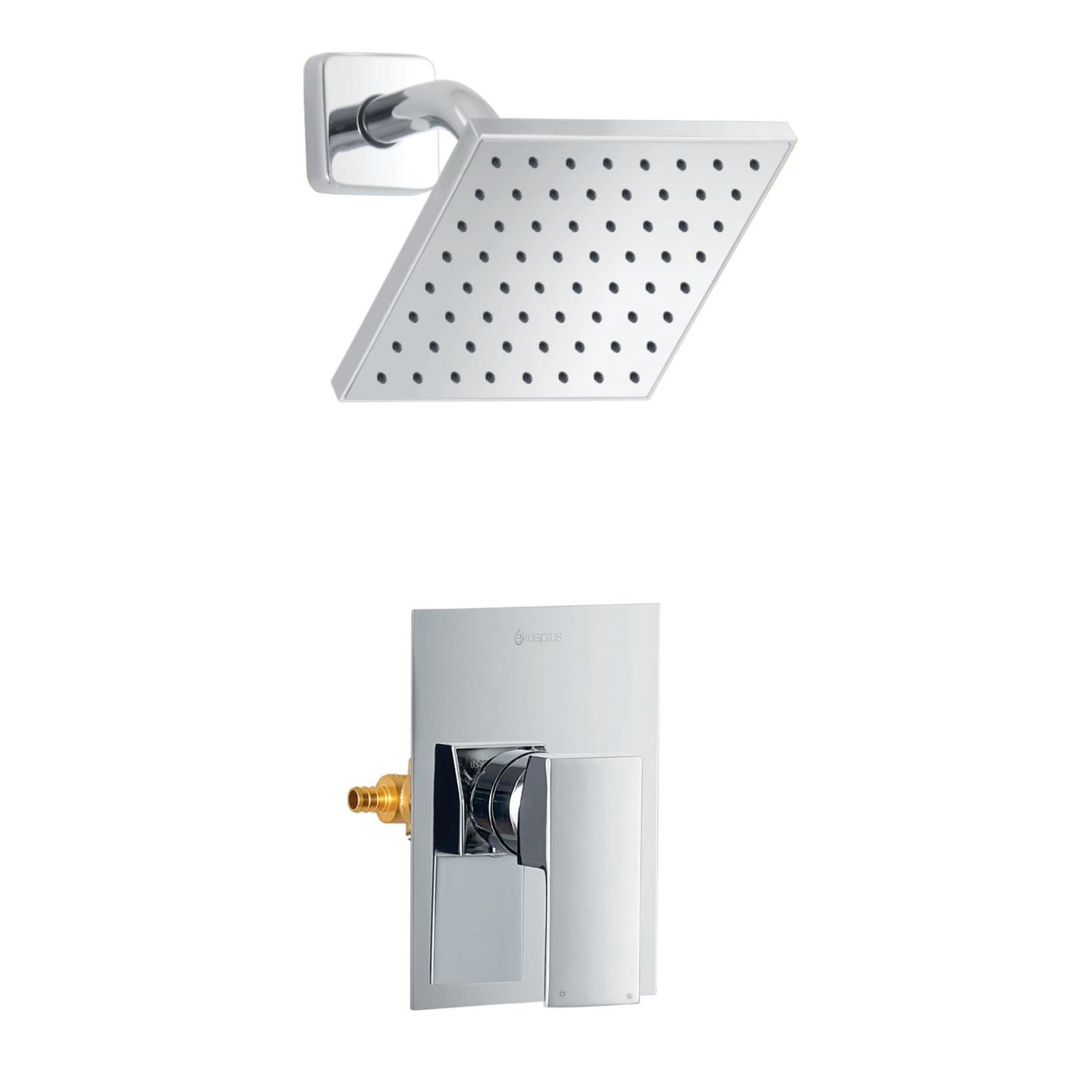 Ensemble de douche carré à pression équilibrée. PEX connection 1/2-in. for water inlet fini chrome